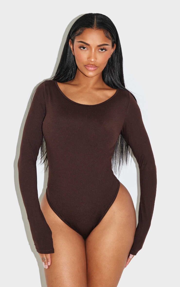 Shape Chocolate Sculpt Boat Neck Long Sleeve Bodysuit image 2