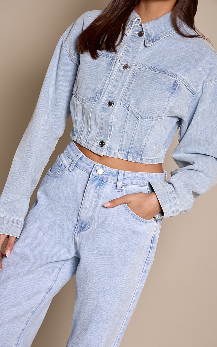  Light Blue Straight Leg High Rise Jeans image 4