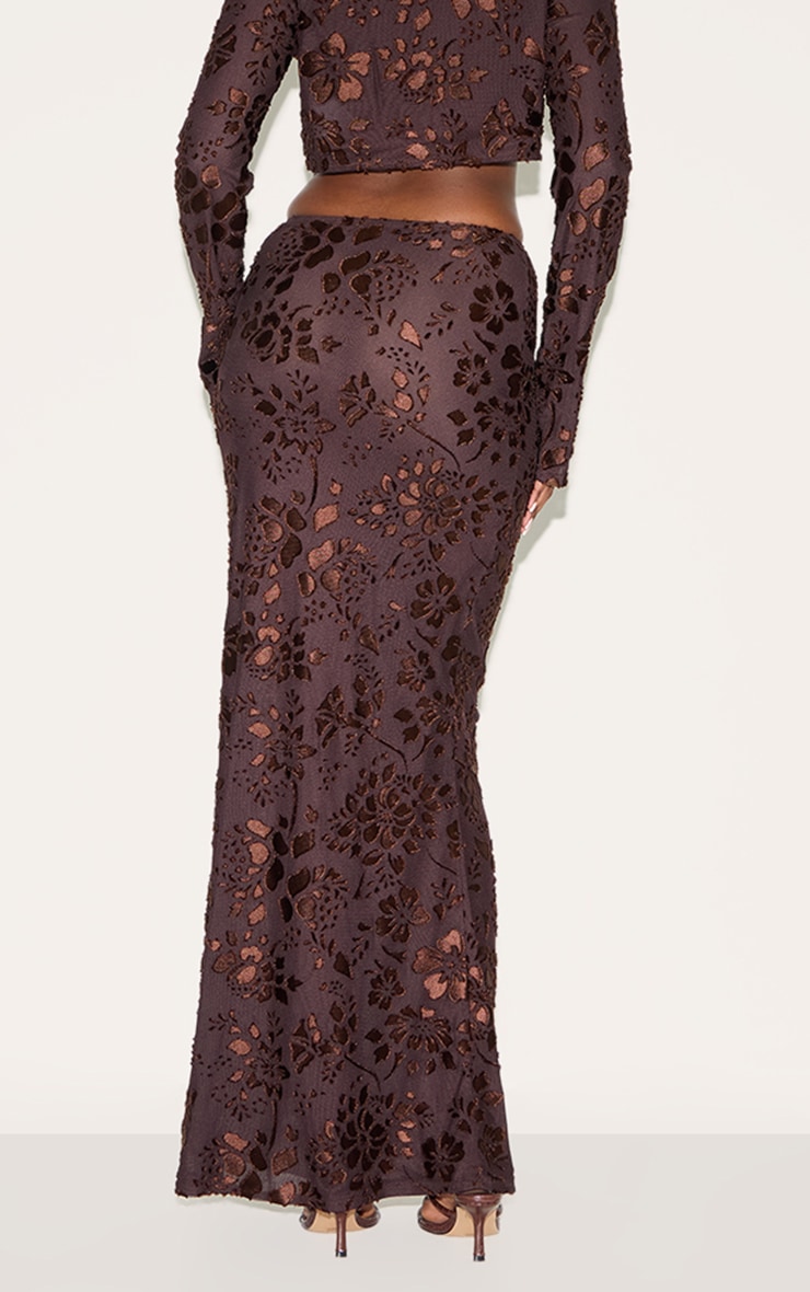 Jupe longue chocolat transparente fleurie image 3