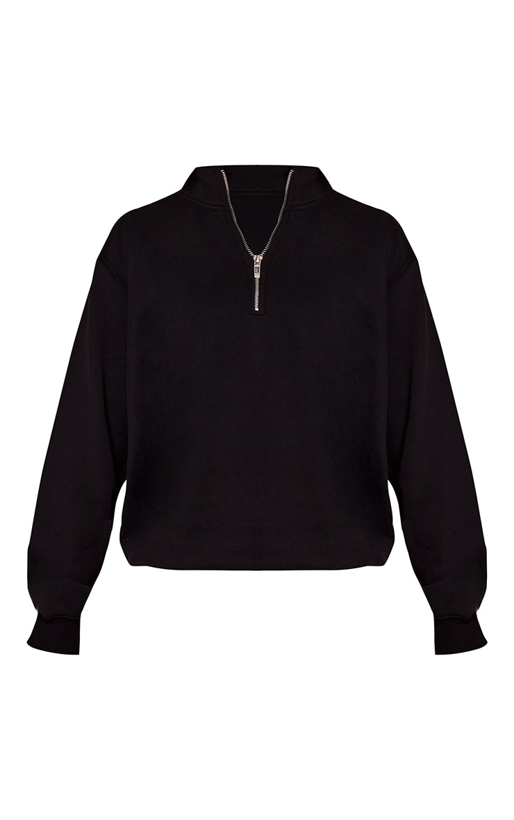 Sweat en coton polaire noir à quart de zip image 5