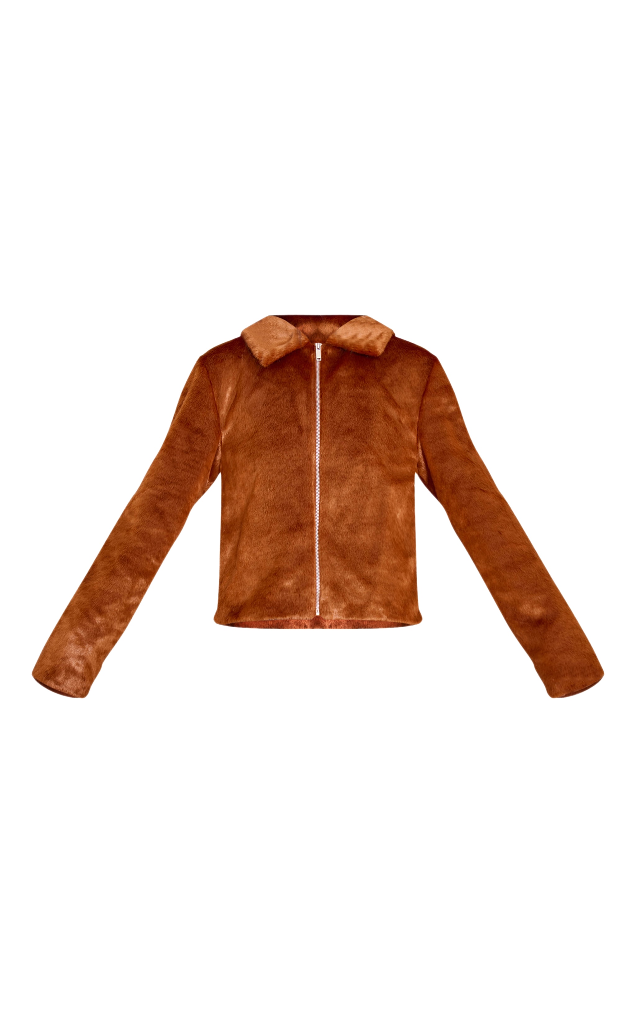 Tall Tan Short Faux Fur Jacket image 5