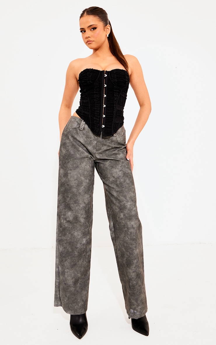 Black Chiffon Hook & Eye Corset Top image 3