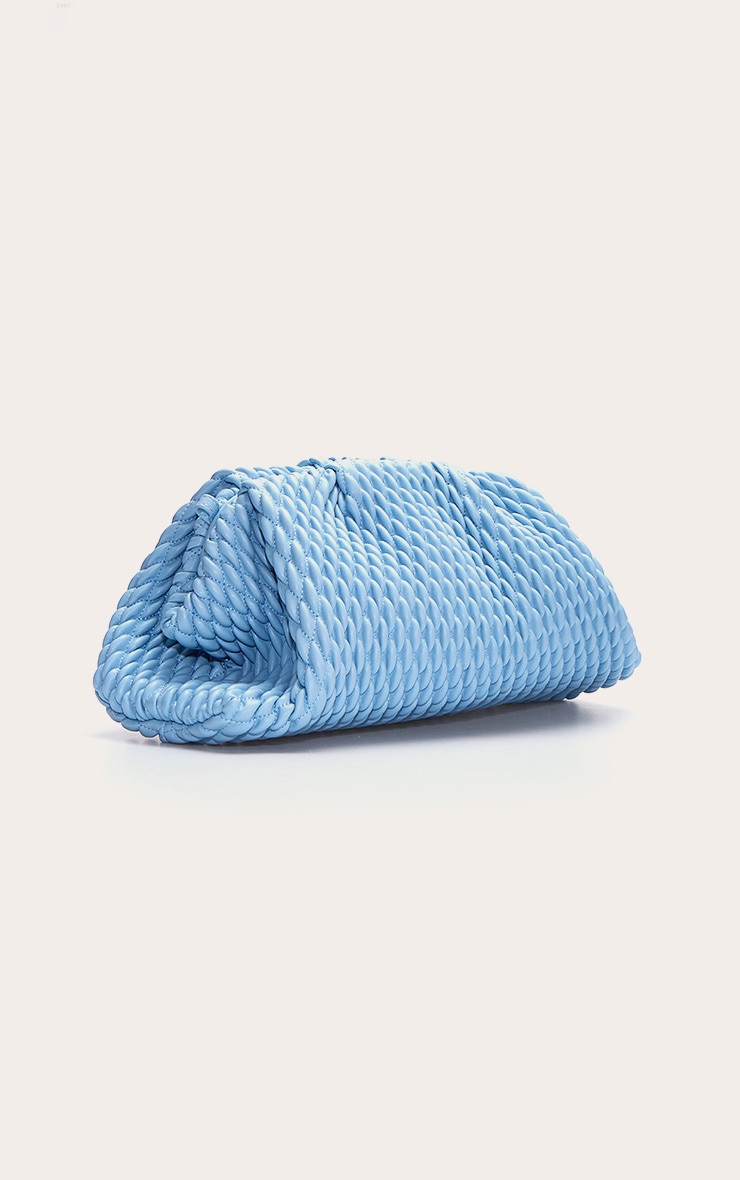 Powder Blue Soft PU Weave Clutch Bag image 3