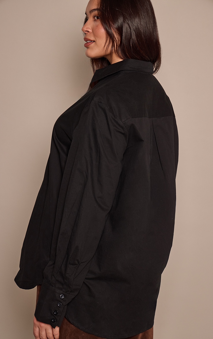 Plus Cotton Black Oversized Cuff Shirt image 2