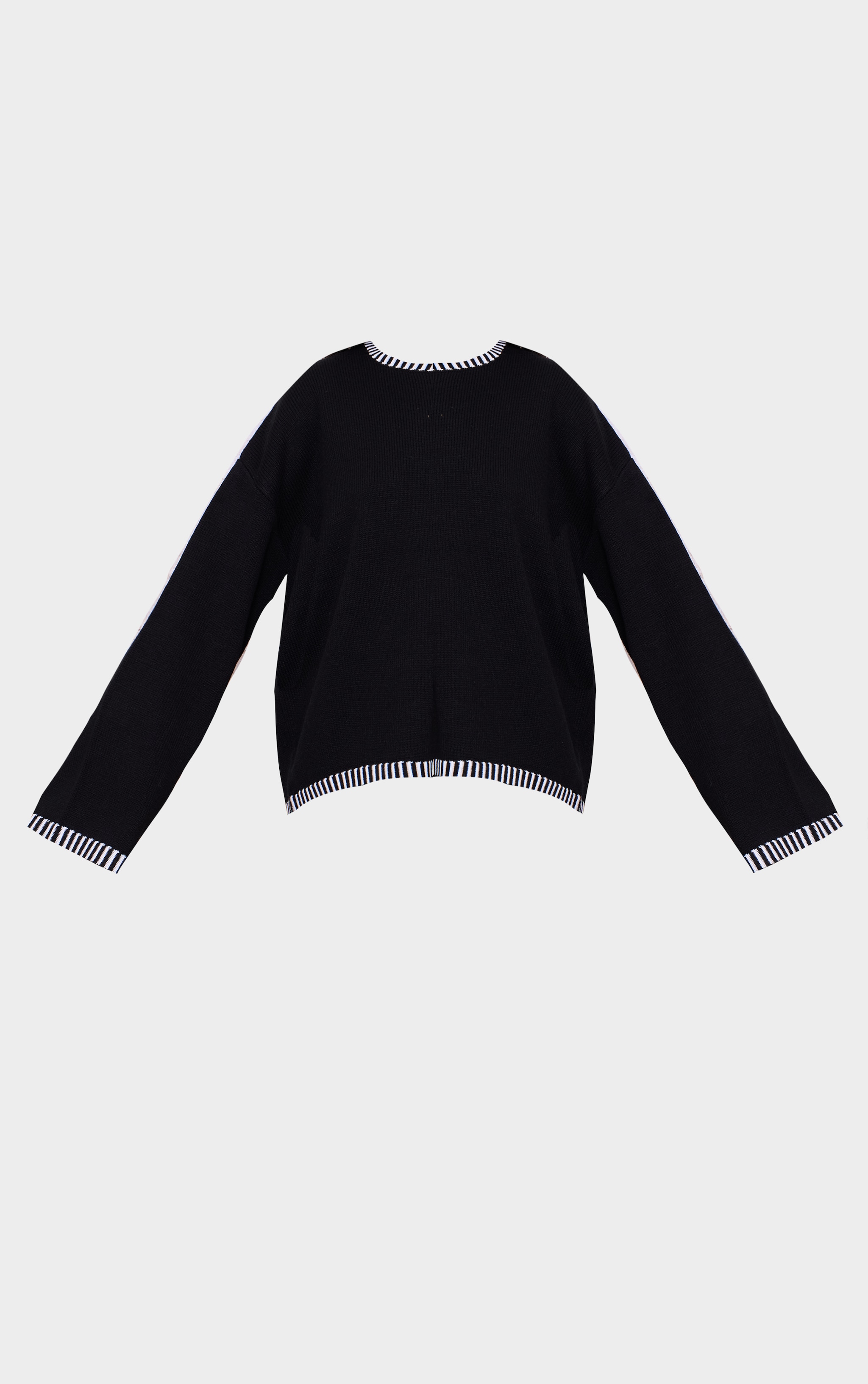 Monochrome Contrast Stitch Knit Oversized Jumper | Knitwear