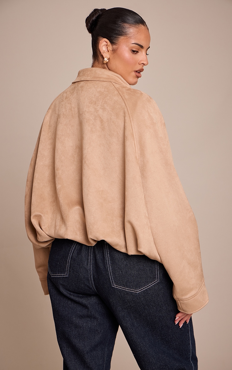 Plus Sand Lightweight Faux Suede Ruched Hem Through Jacket  image 2
