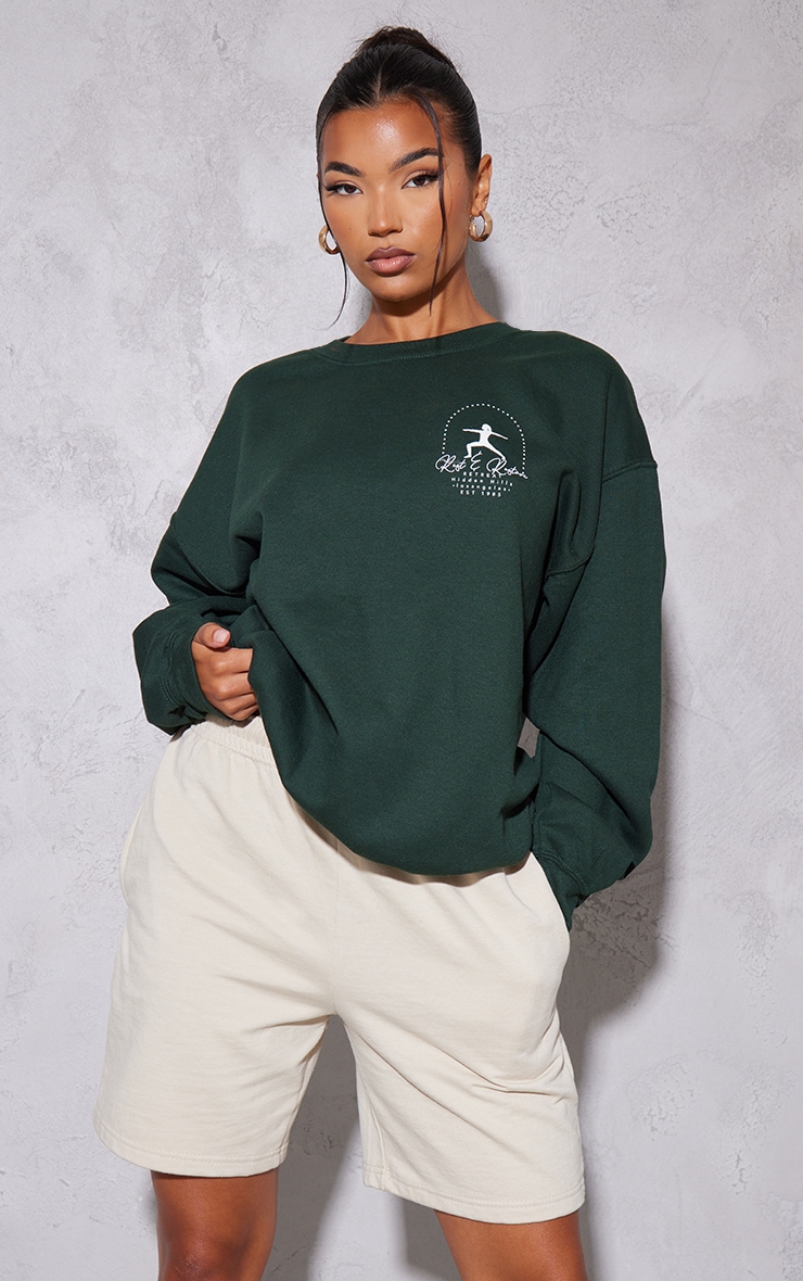 Forest Green Rest And Restoration Oversized Sweatshirt image 1