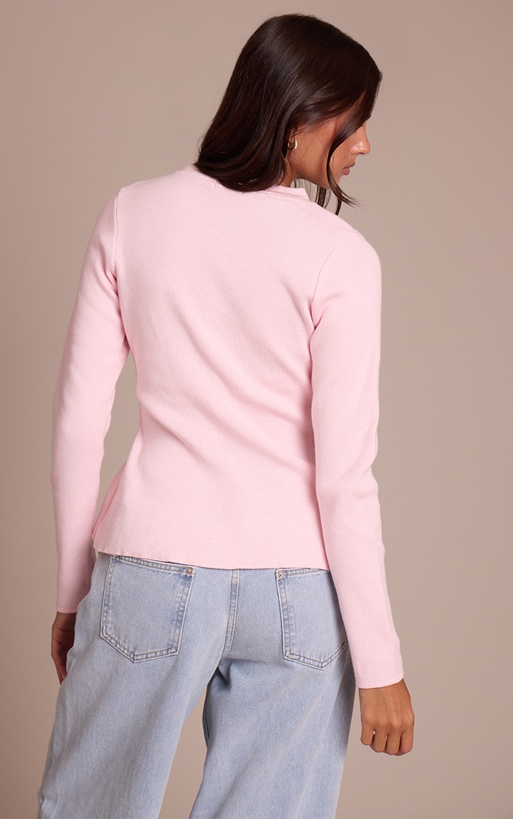 Cardigan péplum en maille compacte rose image 2