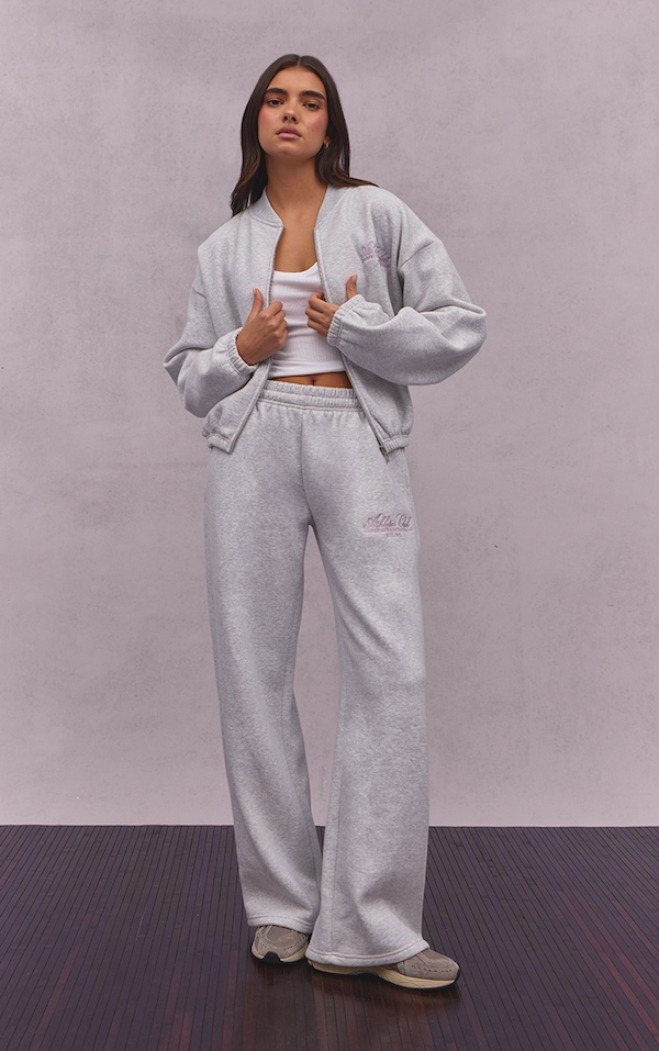 Ash Grey Athletics Club Cotton Fleece Straight Leg Sweatpants