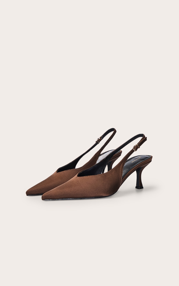 Mocha Mousse Satin Sling Back image 3