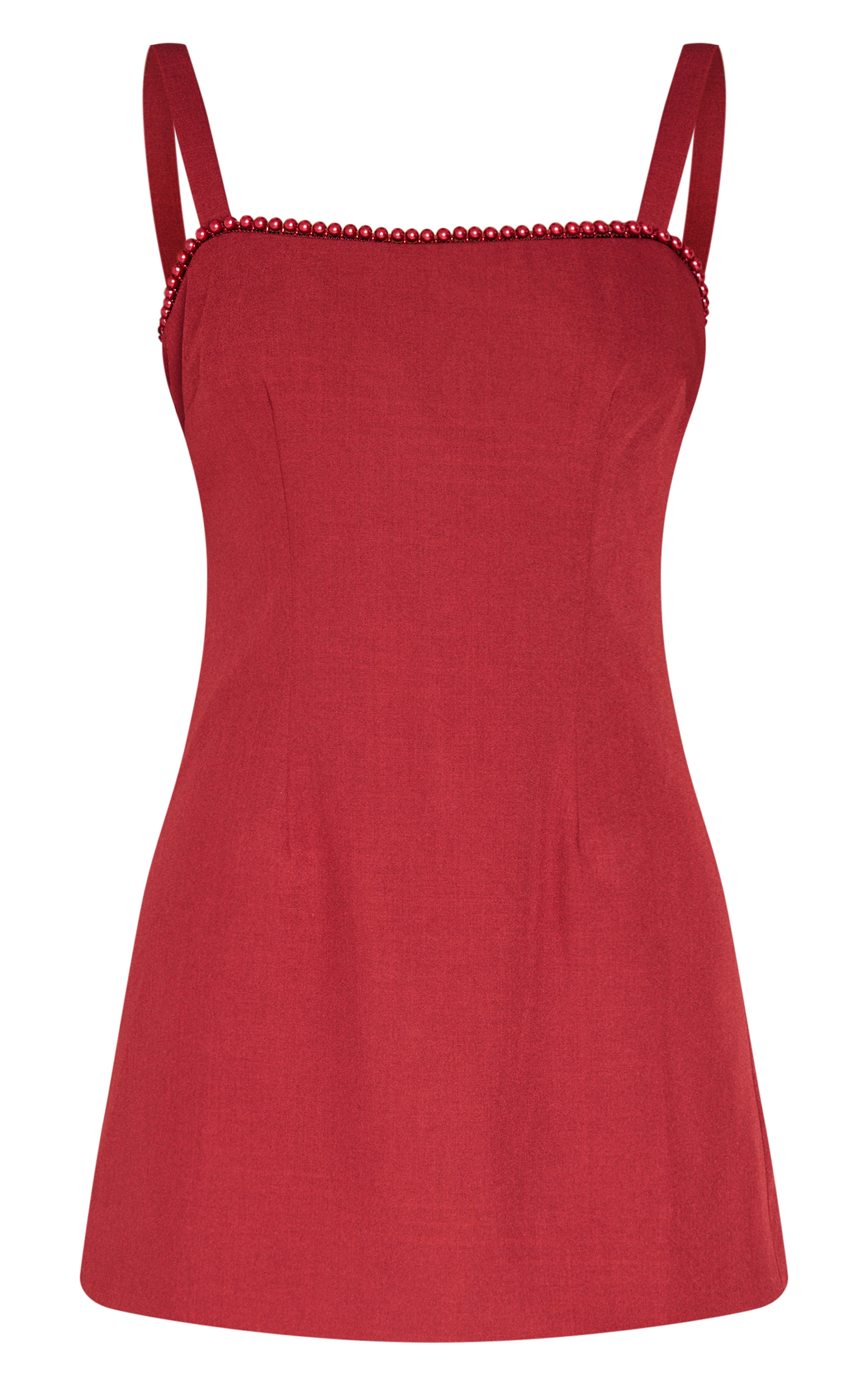 Cherry Red Woven Pearl Mini Dress image 1