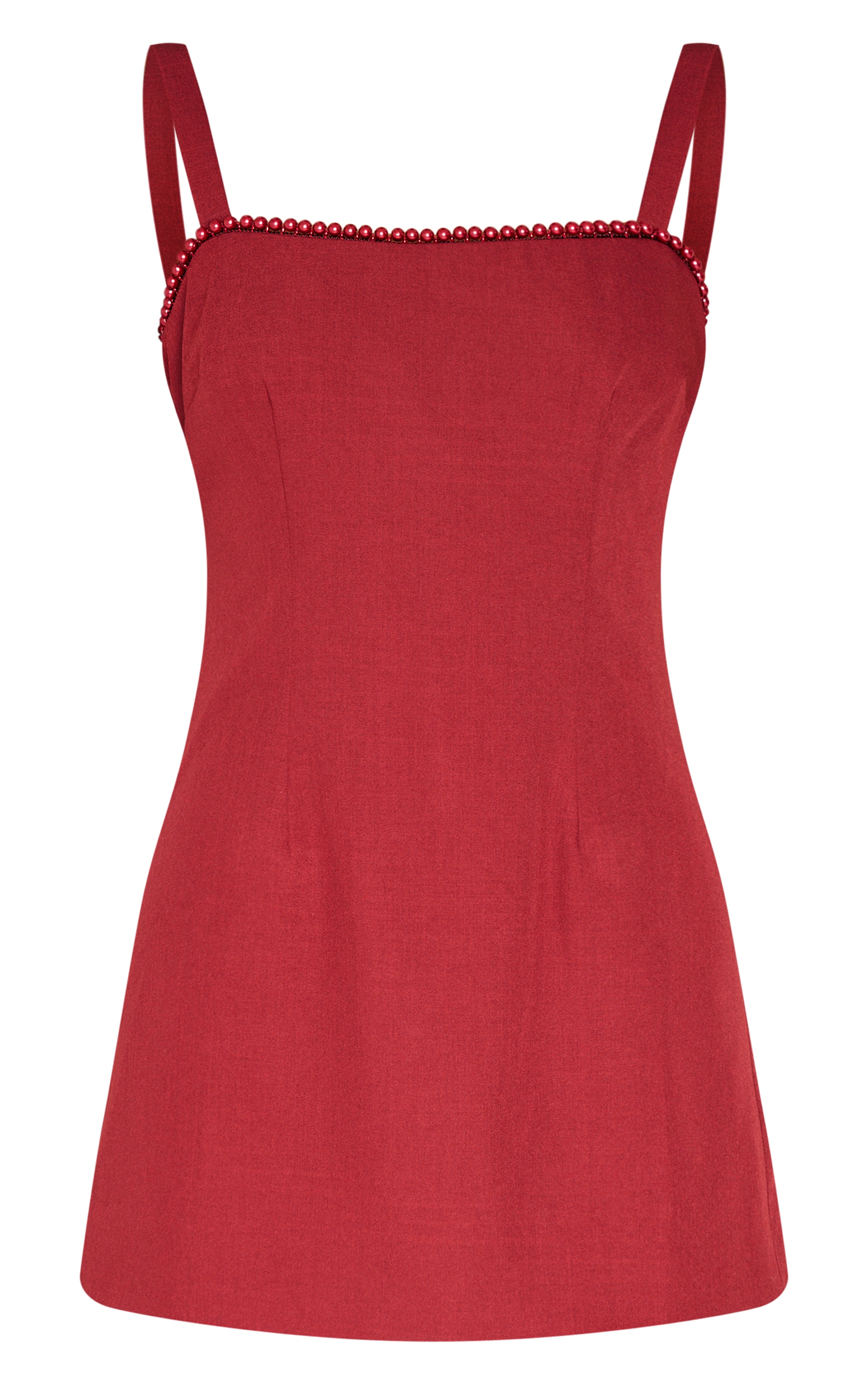 Cherry Red Woven Pearl Mini Dress image 5