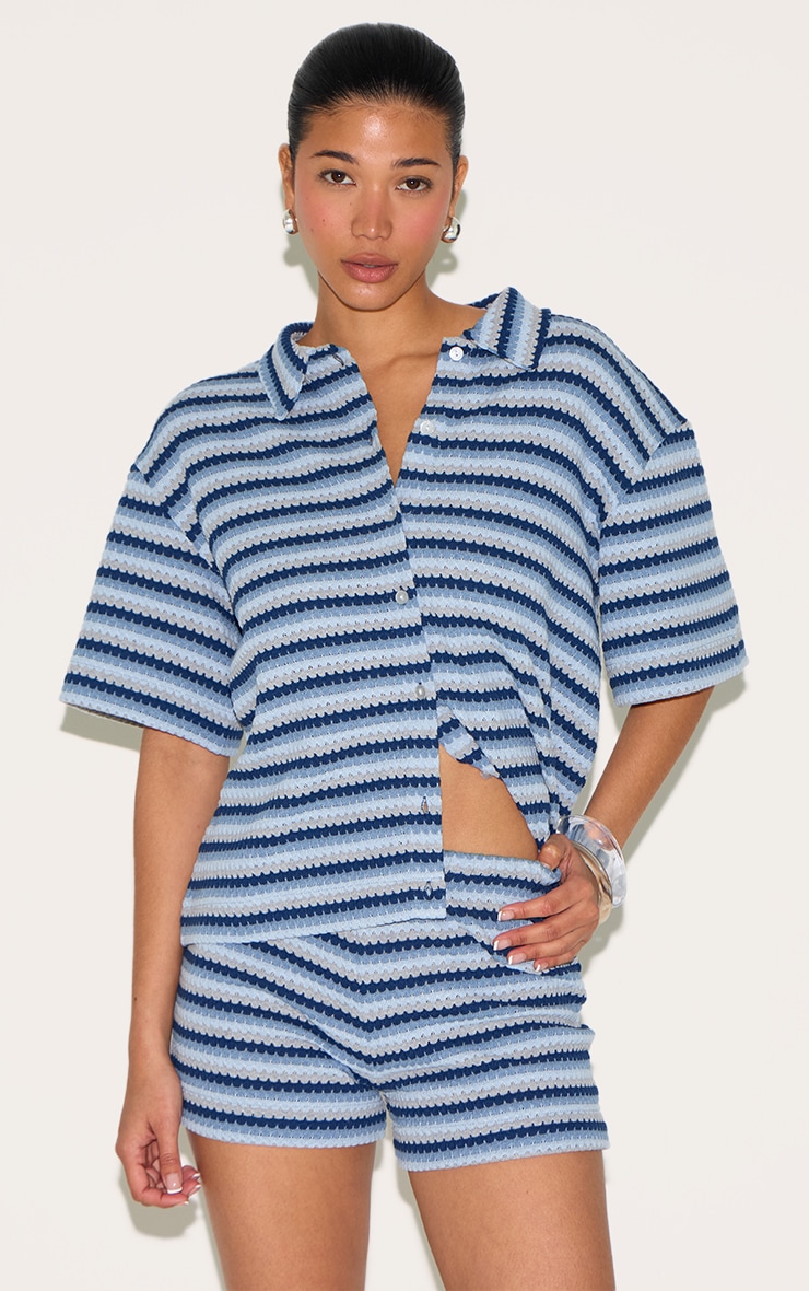 Blue Textured Stripe Shirt image 1