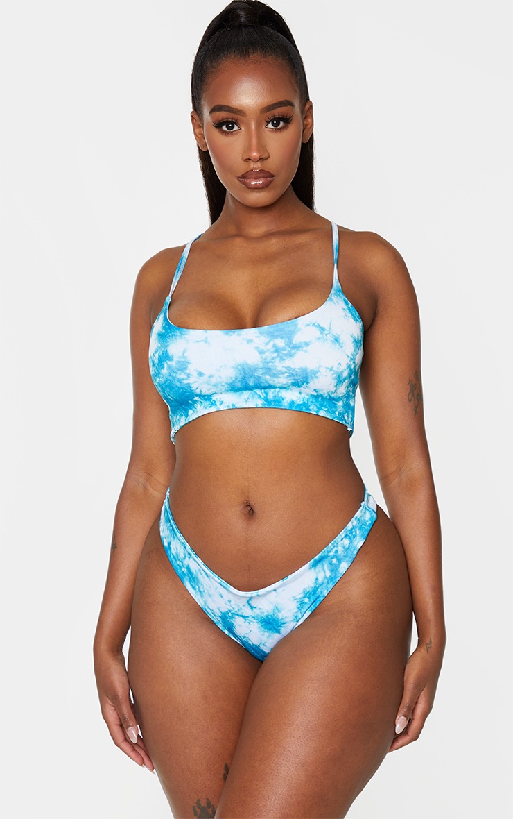 Shape Teal Tie Dye Scoop Neck Bikini Top