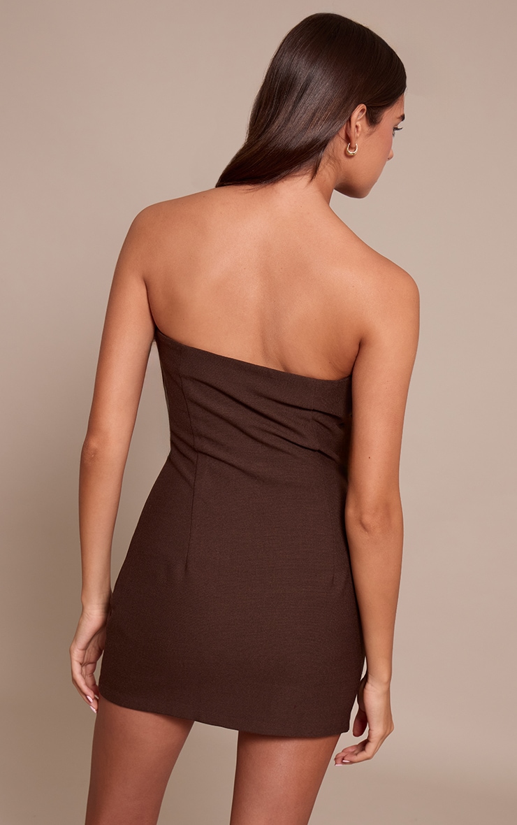 Chocolate Tailored Woven Pleated Detail Shift Dress image 2