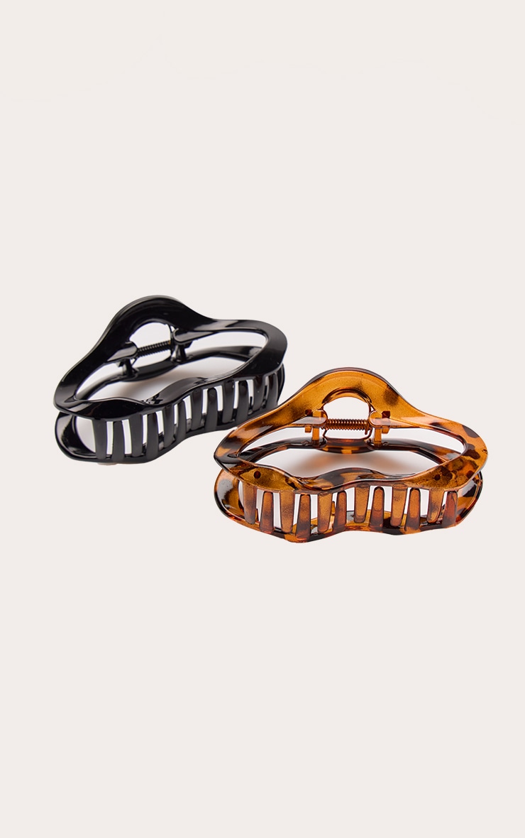 Black Tortoiseshell Curved Hair Clip Multi Pack image 2