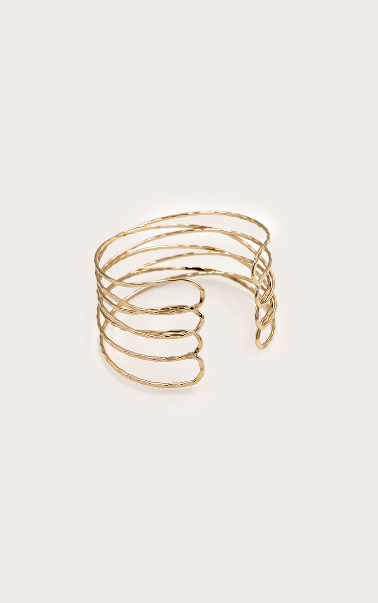 Gold Textured Multi Layered Wrapped Arm Cuff image 3