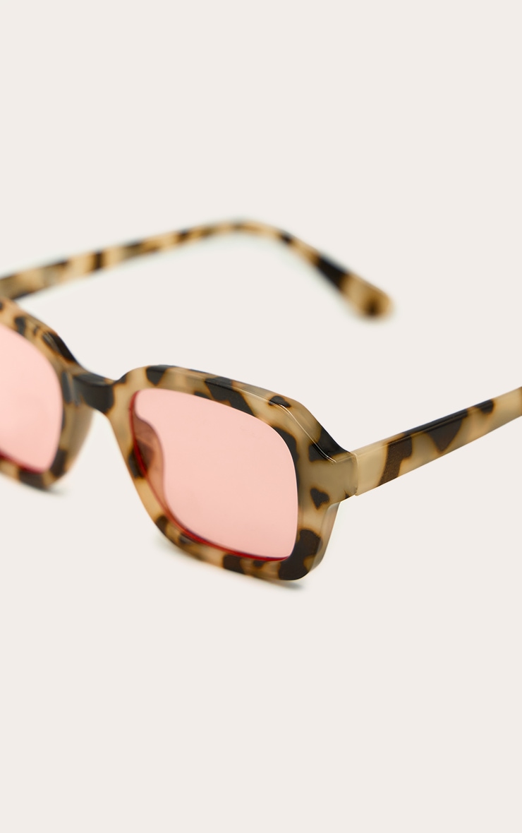 Pale Tortoiseshell Square Chunky Sunglasses image 4