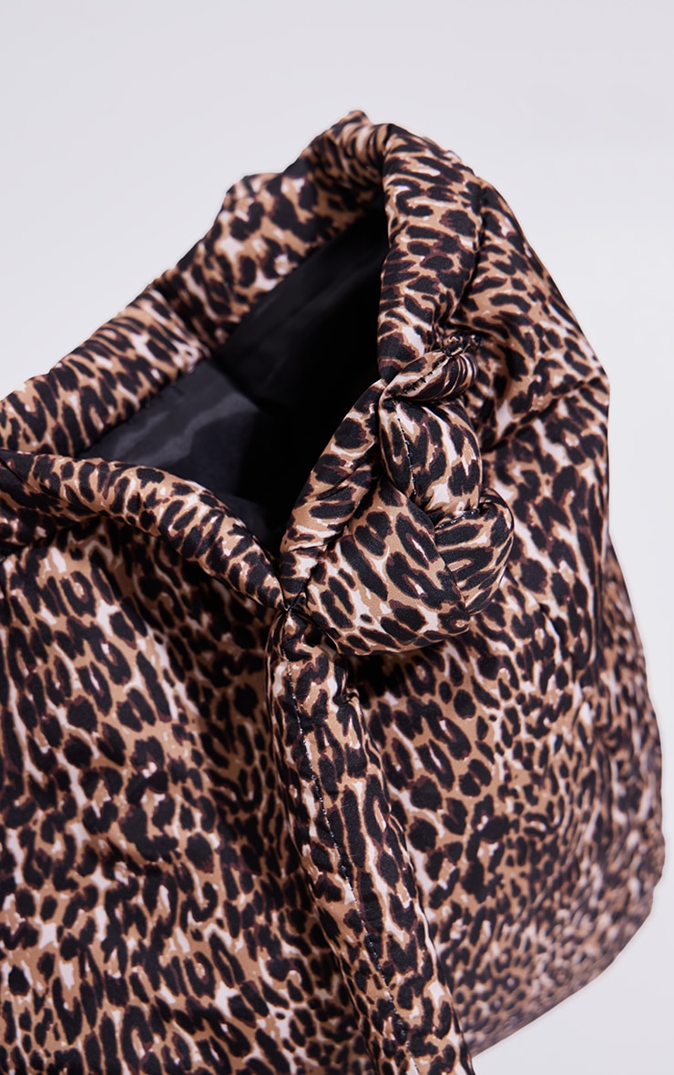 Leopard Print Nylon Padded Tube Handle Tote Bag image 4