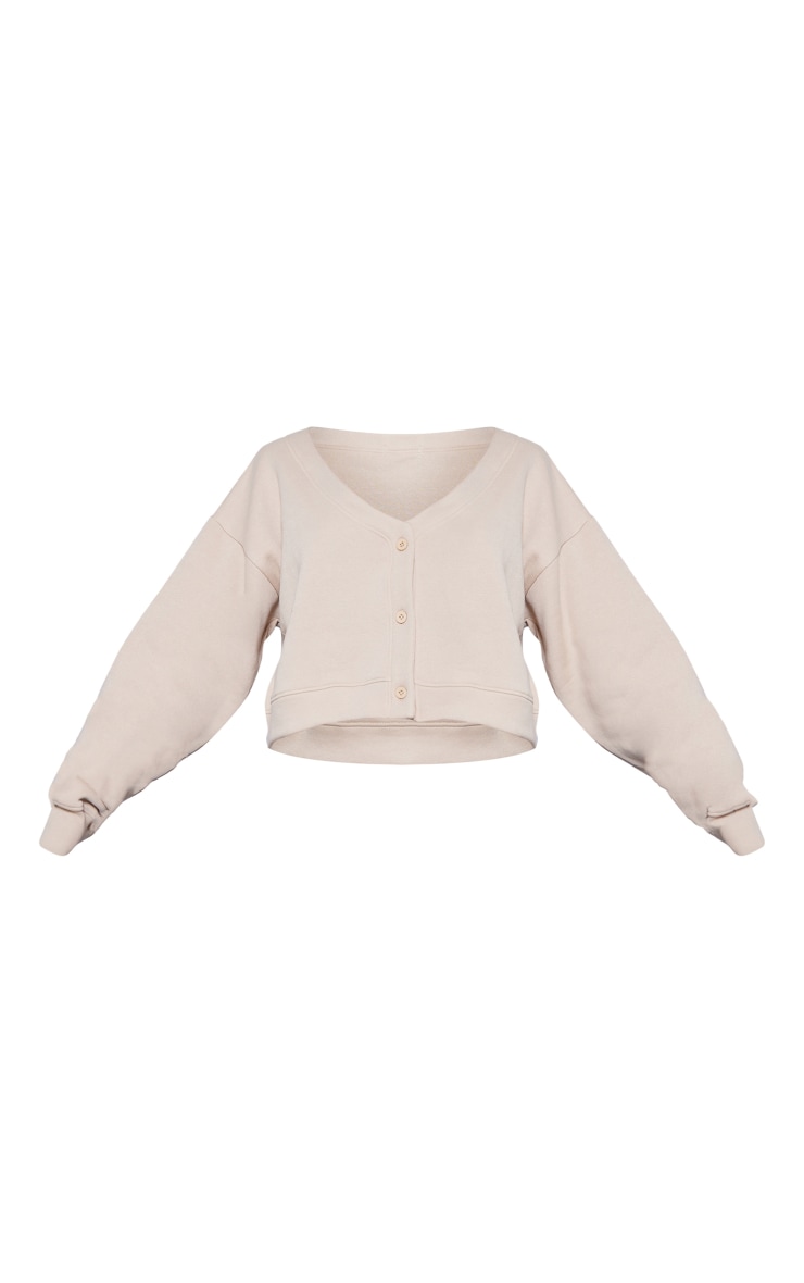 Stone Button Front Crop Sweatshirt image 5