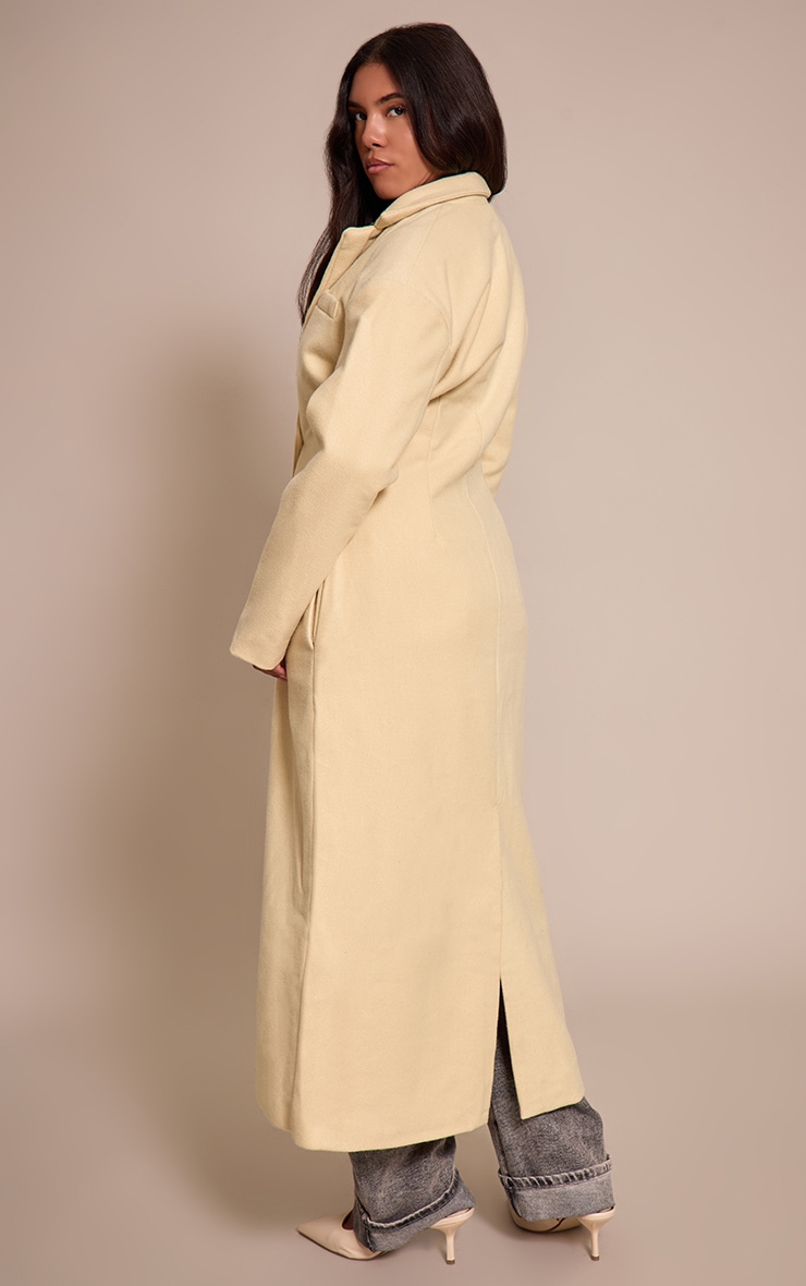 Shape Butter Yellow  Wool-Look Cinched Waist Longline Blazer Coat image 2