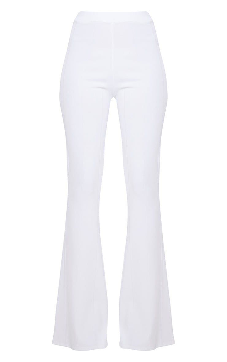 white bandage flared trousers