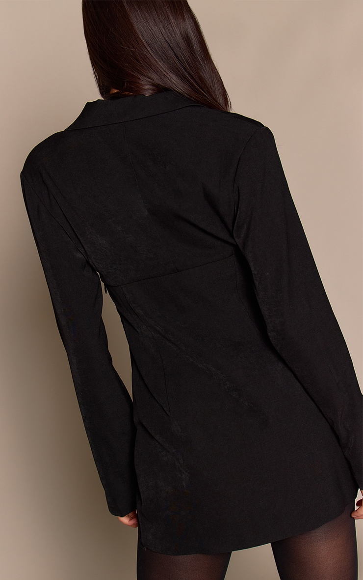 Black Woven Wrap Detail Blazer Playsuit image 2