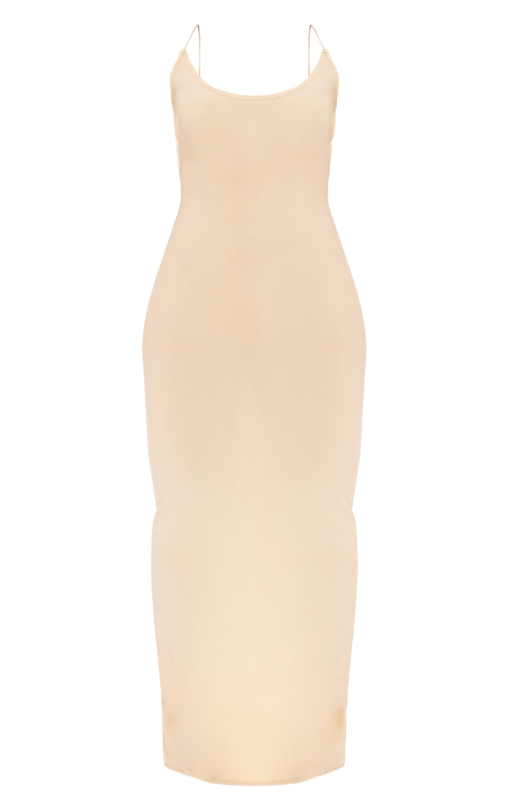 Shape Cream Strappy Back Slinky Ruched Bum Midaxi Dress image 5