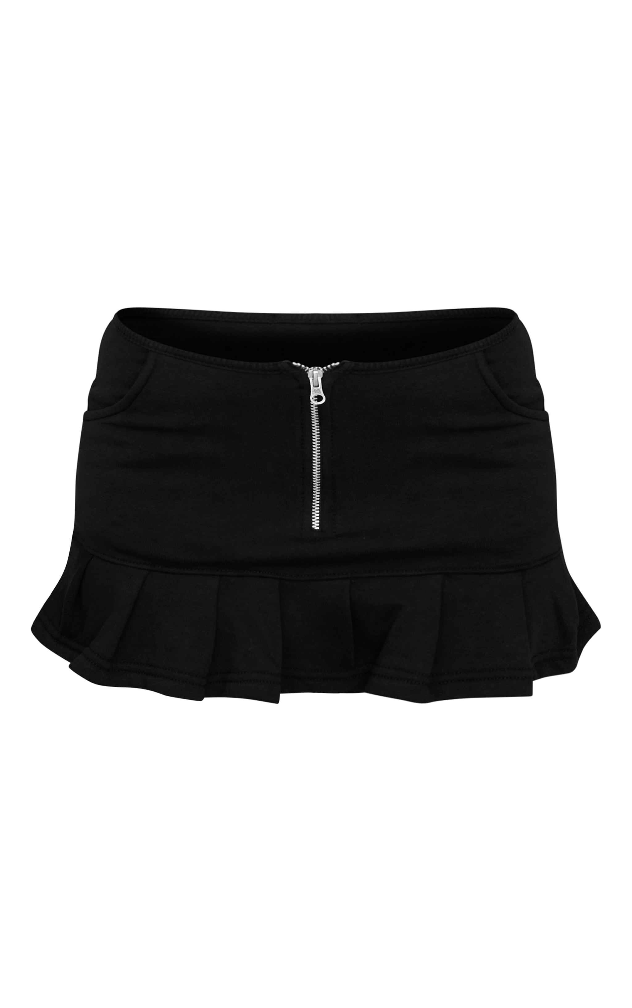 Petite Black Zip Up Frill Detail Mini Skirt image 6