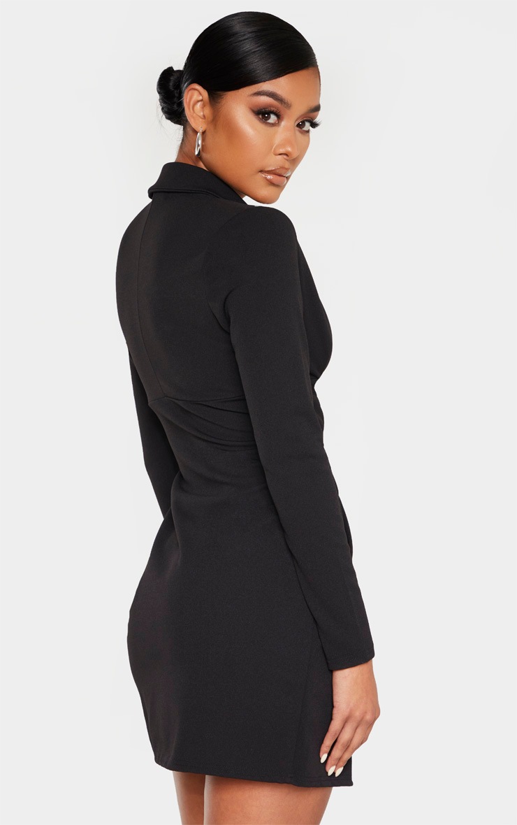 Black long sleeve corset detail blazer dress dresses