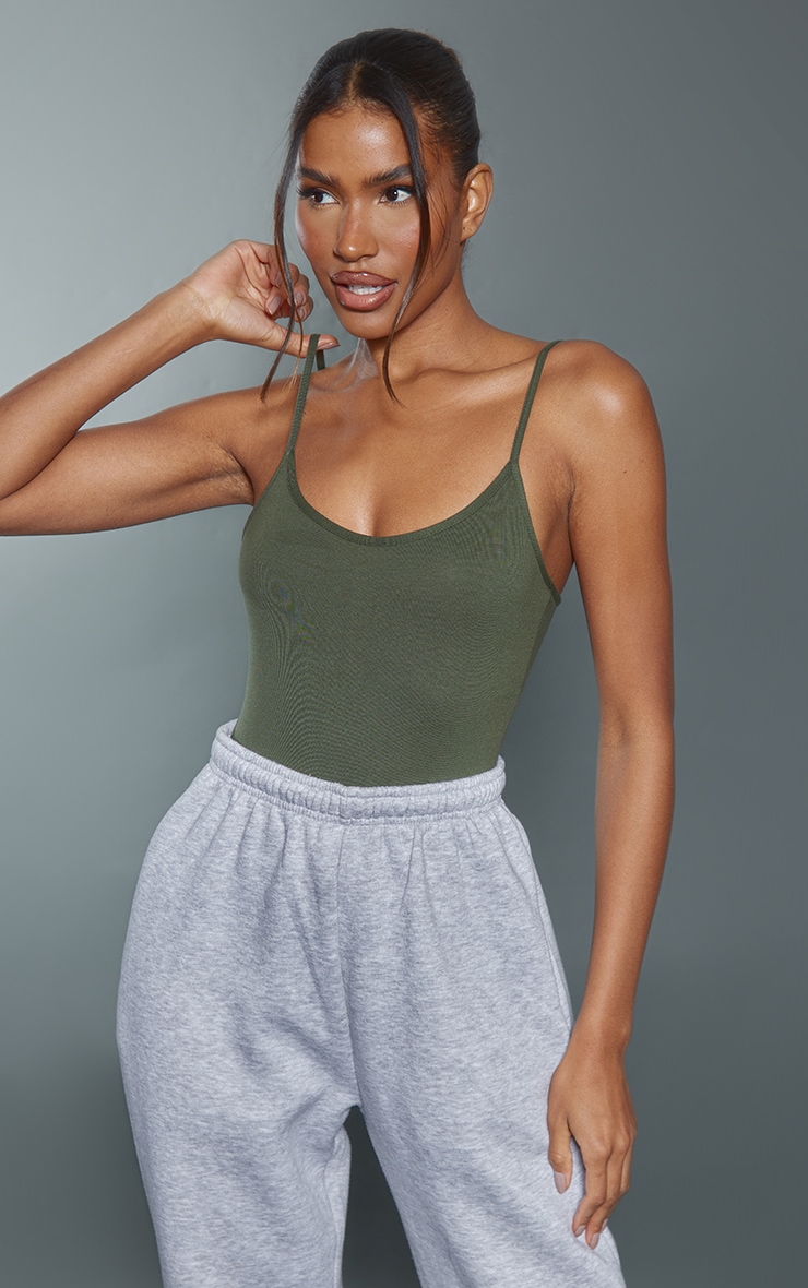 Sea Green Cotton Strappy Bodysuit