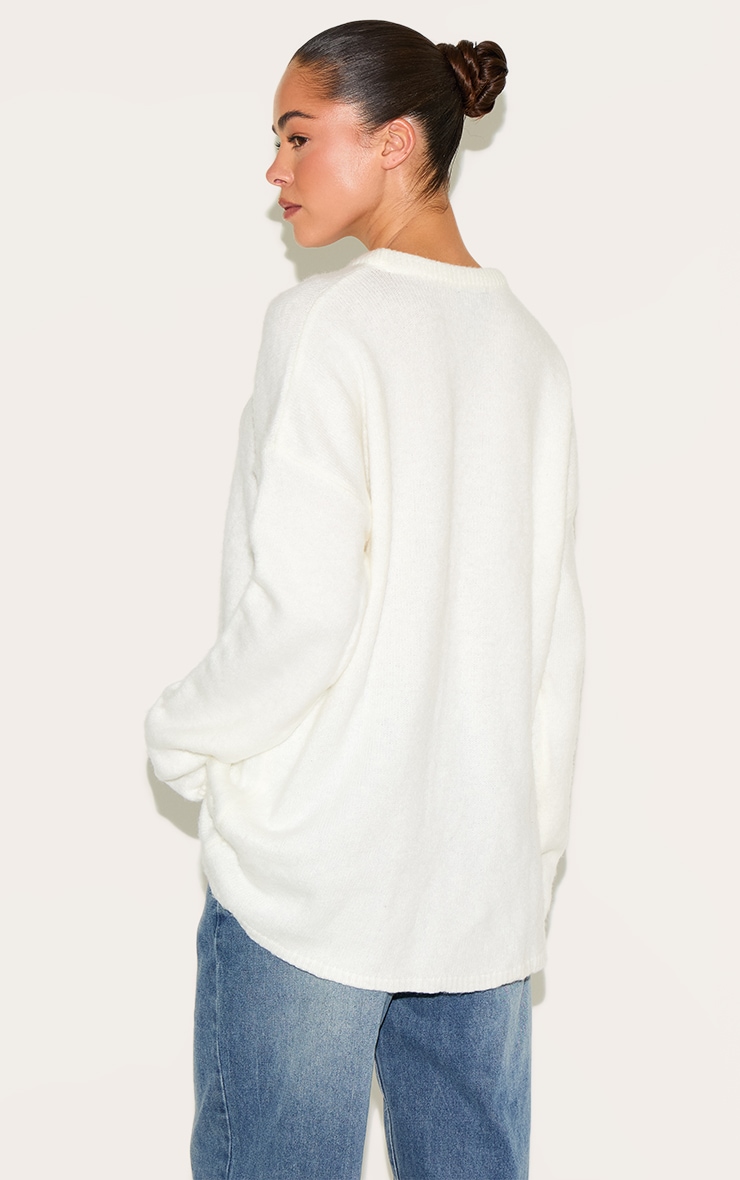 Cream Soft Knit Oversized Jumper image 2