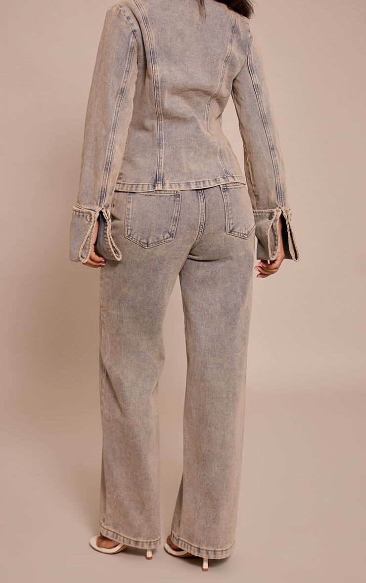 Petite Blue Vintage Wash Straight Leg Jeans image 3