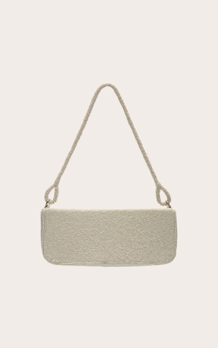 Off White Micro Beaded Shoulder Bag image 2