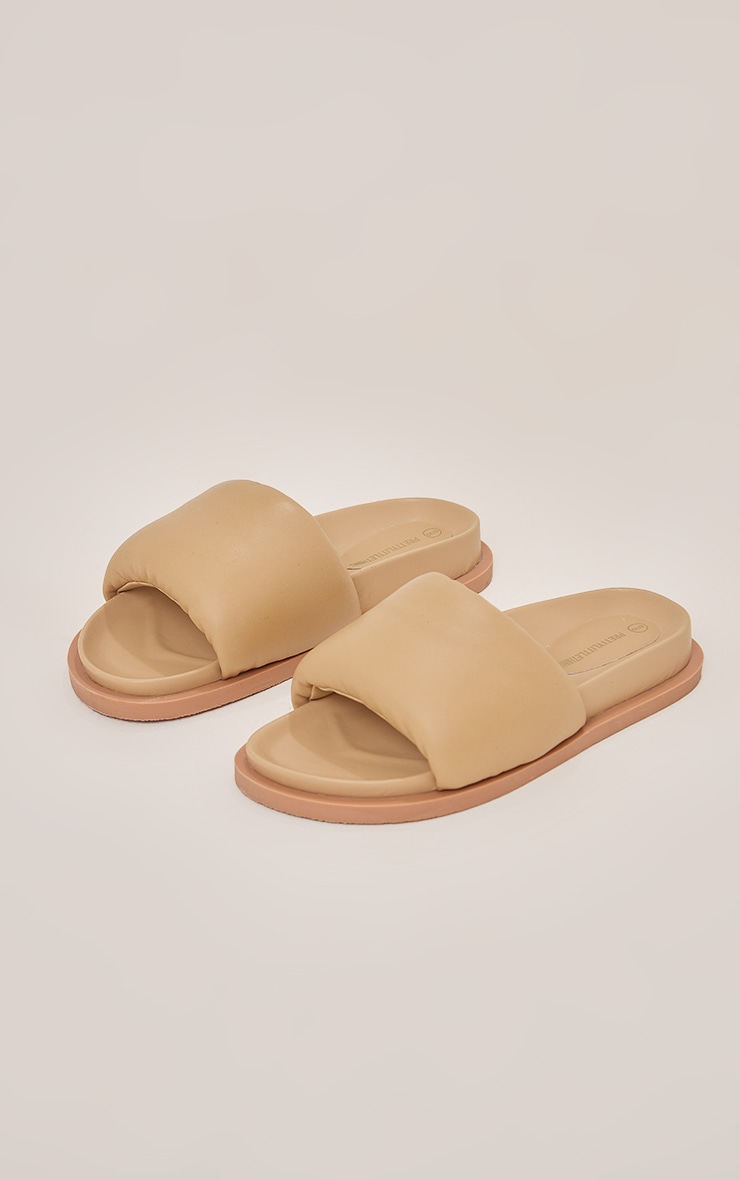 Camel Real Leather Padded Strap Mule Sandals PrettyLittleThing QA