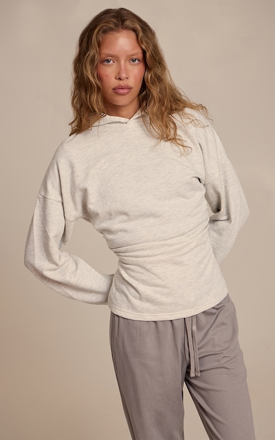 Ash Grey Loopback Cinched Waist Hoodie