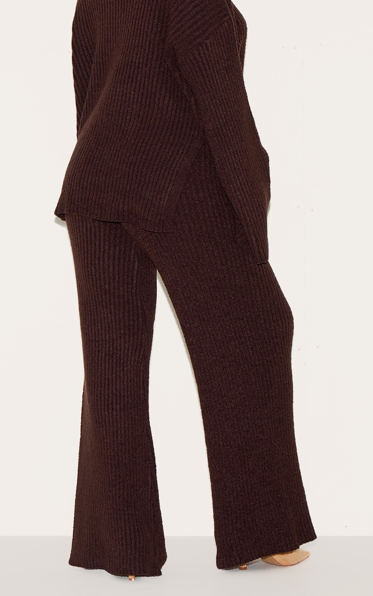 Plus Chocolate Rib Boucle Knit Wide Leg Pants image 3