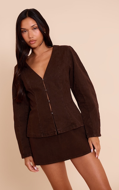 Chocolate Cocoon Sleeve Denim Blazer