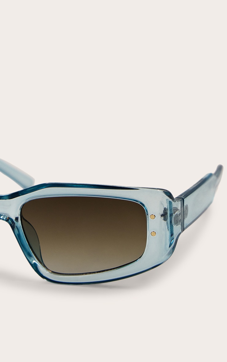 Lunettes de soleil carrées angulaires cristalisées turquoise image 4