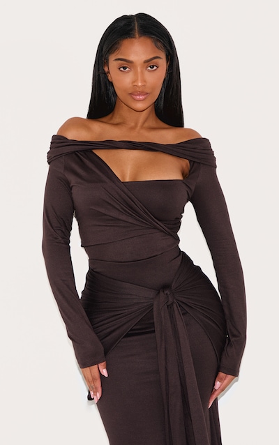 Shape Chocolate Super Soft Bardot Twist Cut Out Bodysuit