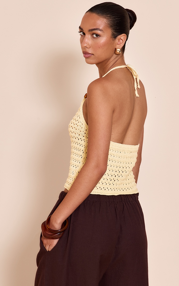 Lemon Crochet Bead Detail Halter Top image 2