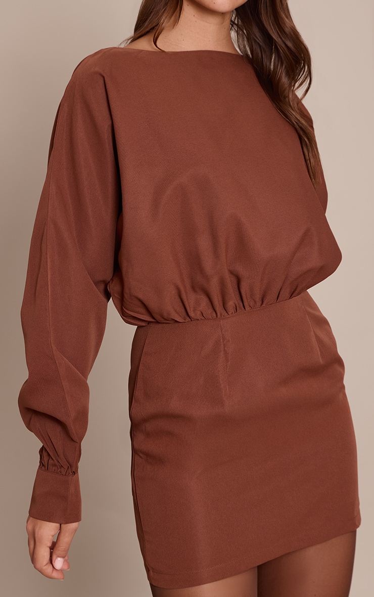 Chocolate Cotton Poplin Bodycon Dress image 4