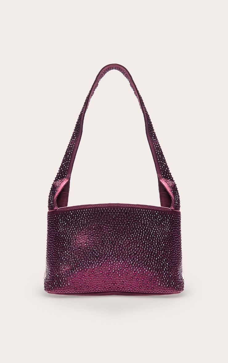 Plum Hot Fix Satin Shoulder Bag image 2