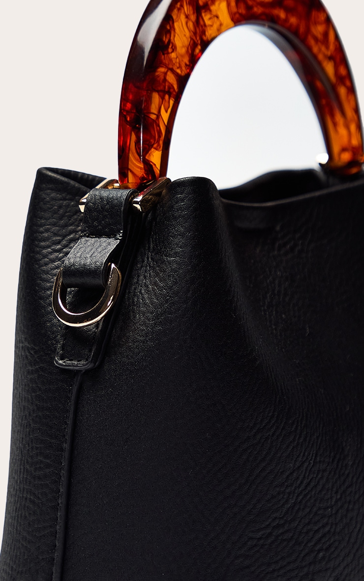 Chocolate Resin Handle Bucket Bag image 4