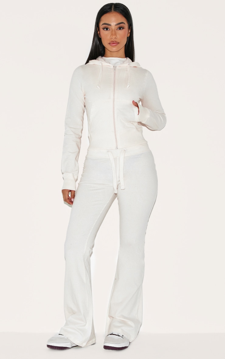 Petite Cream Zip Up Fitted Track Top image 3