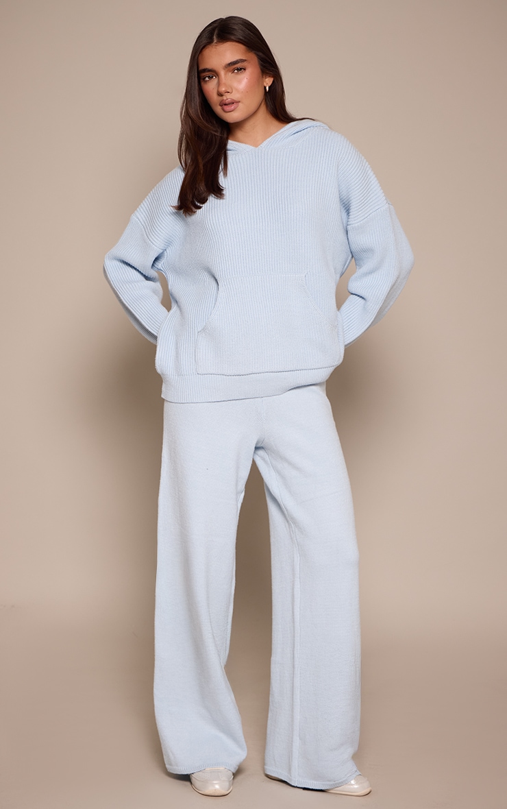 Baby Blue Knitted Slouchy Hoodie image 3
