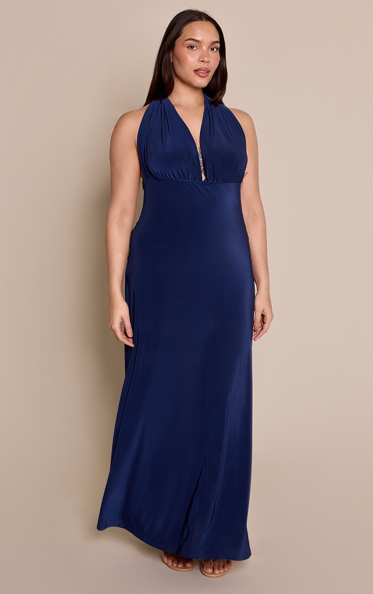Plus Navy Slinky Multiway Maxi Dress