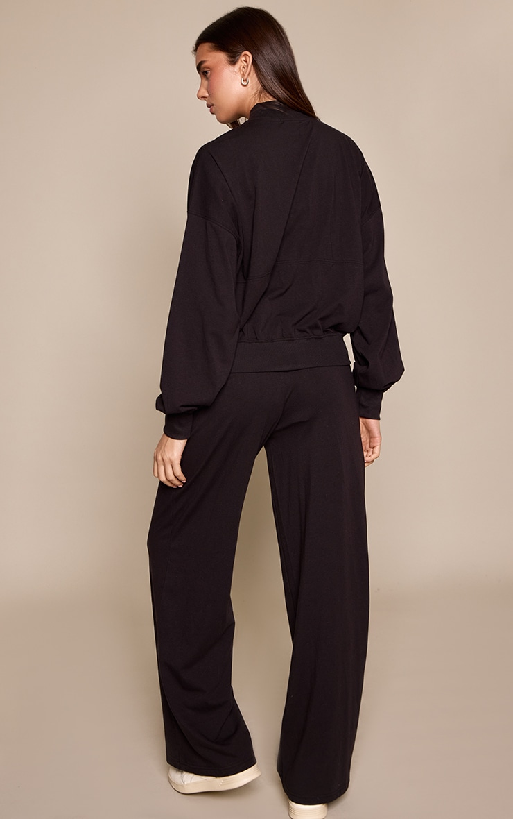 Black Casual Straight Leg Trousers image 3