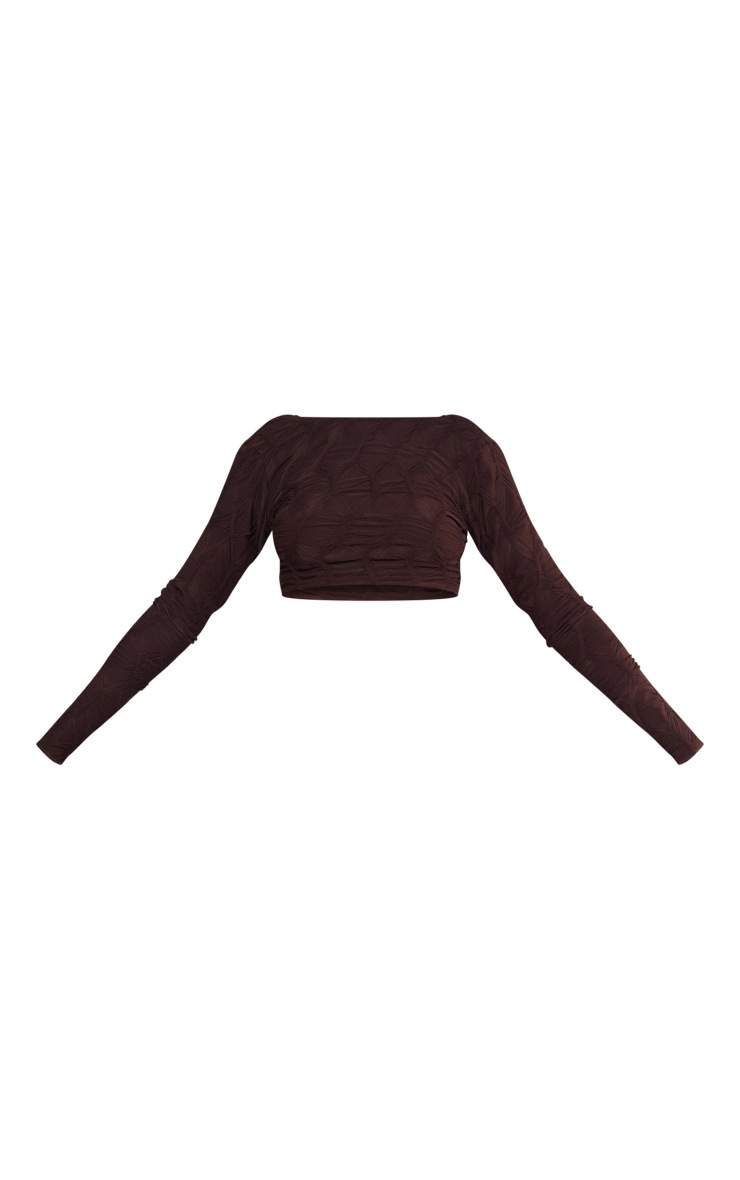 Tall Chocolate Textured Jersey Long Sleeve Backless Top image 5