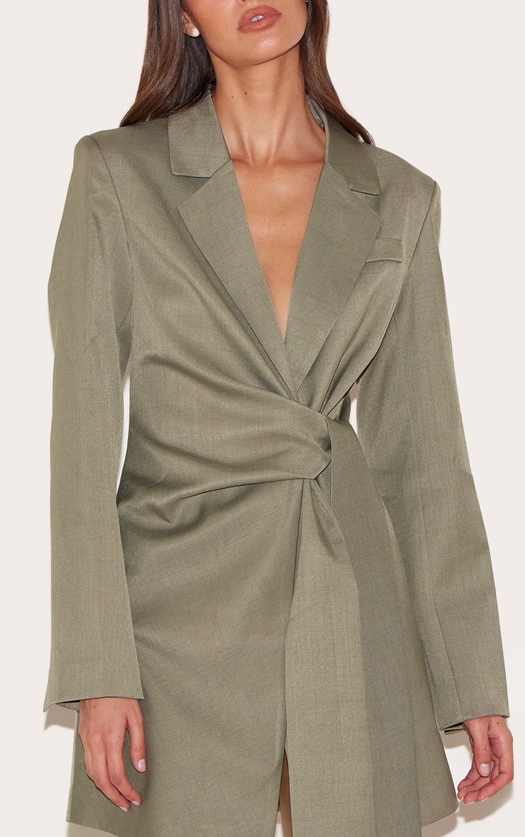 Robe blazer tissée grise nouée sur le côté image 4